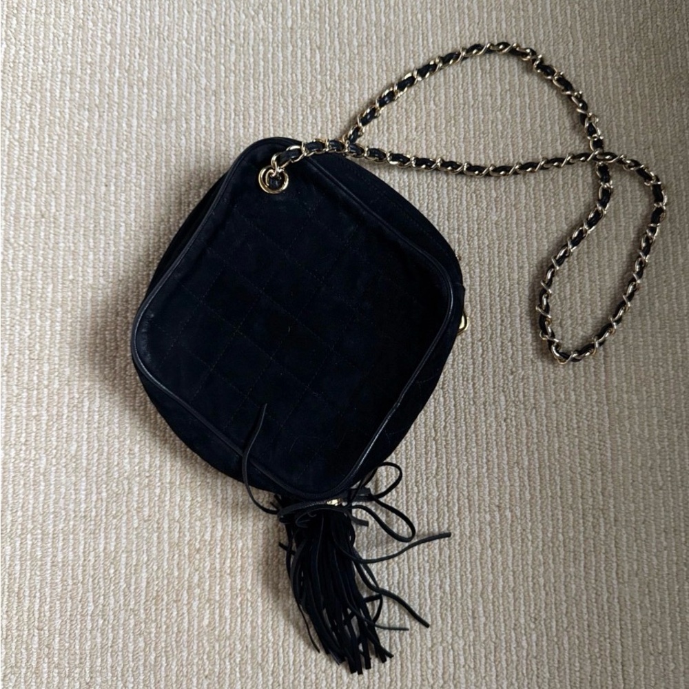 CHANEL Black Quilted Mini Bag with Tassel
